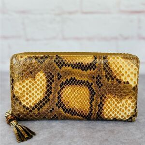 Gucci Python Embossed Tassel Zippy Wallet